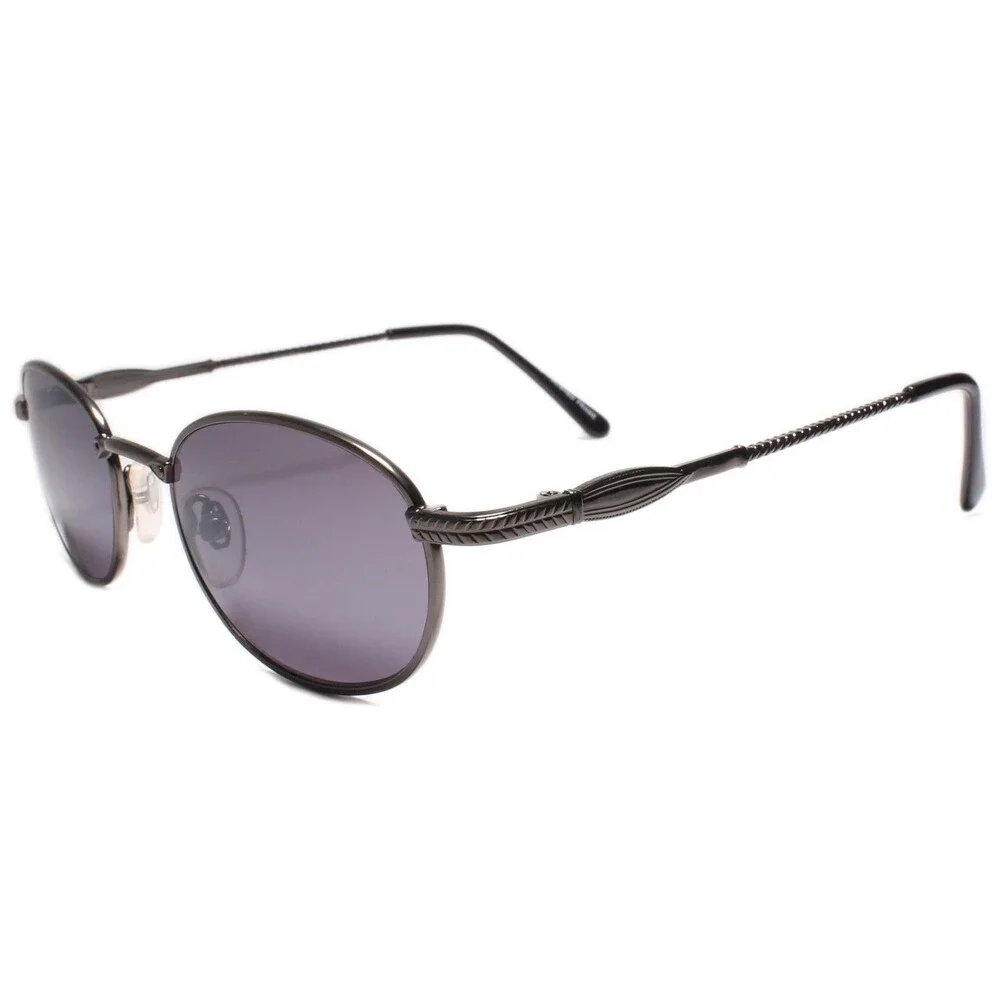 Mens Classy Genuine Vintage Deadstock 80s 90s Sun Glasses Round Gunmetal Frame
